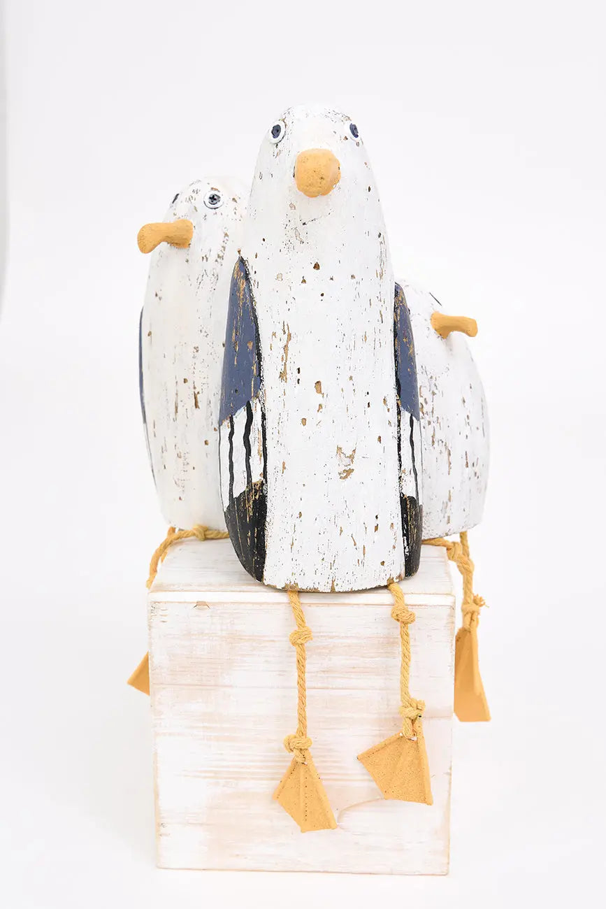 Gaviota de madera con patas de cuerda, pequeña