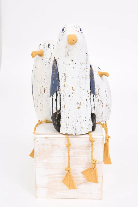 Gaviota de madera con patas de cuerda, pequeña