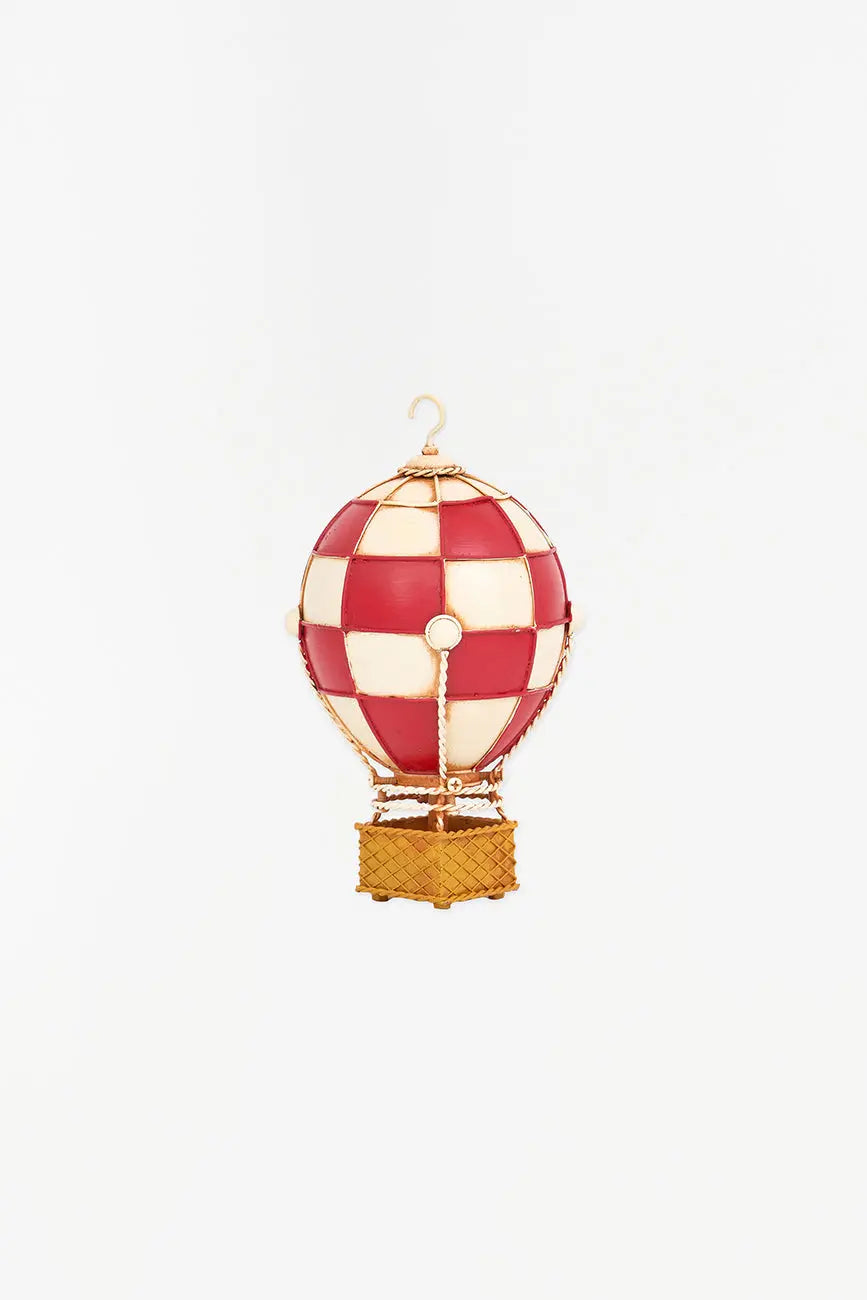 Globo decorativo en metal rojo y beige