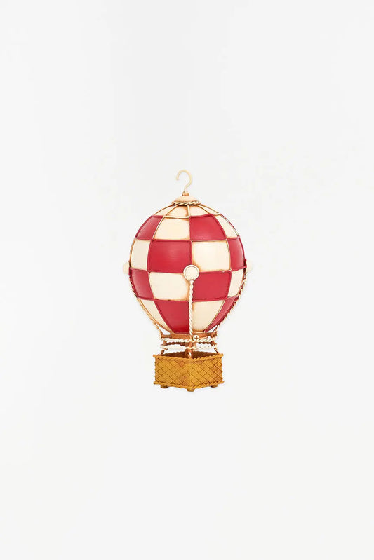 Globo decorativo en metal rojo y beige