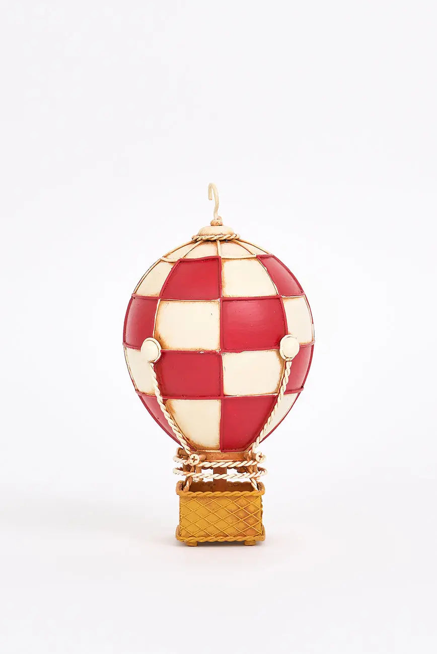 Globo decorativo en metal rojo y beige