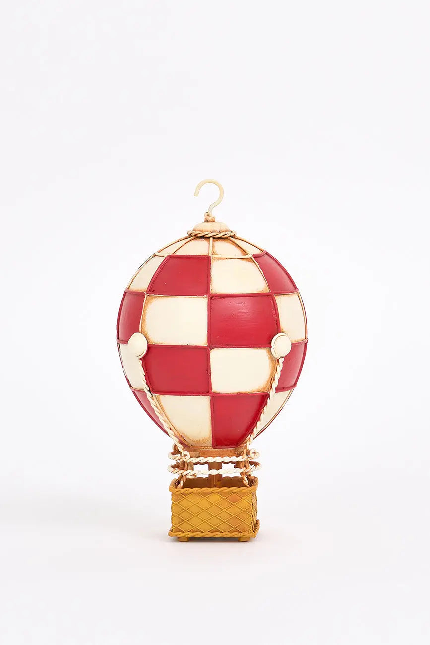 Globo decorativo en metal rojo y beige