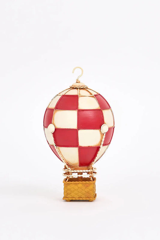 Globo decorativo en metal rojo y beige