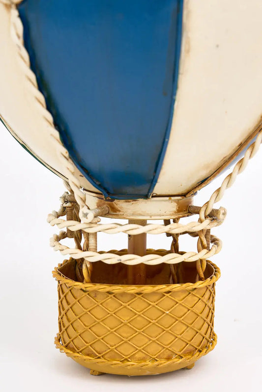 Globo decorativo mediano azul y beige en metal