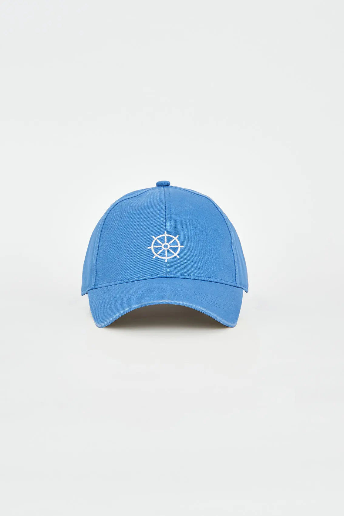 Cotton cap with embroidered rudder