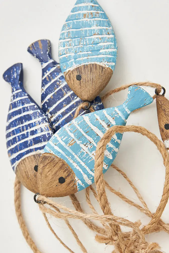 4PCS Guirlande De Poisson En Papier Scintillant Bleu - Bannière Suspendue Décoration Mariage Baptême Fête