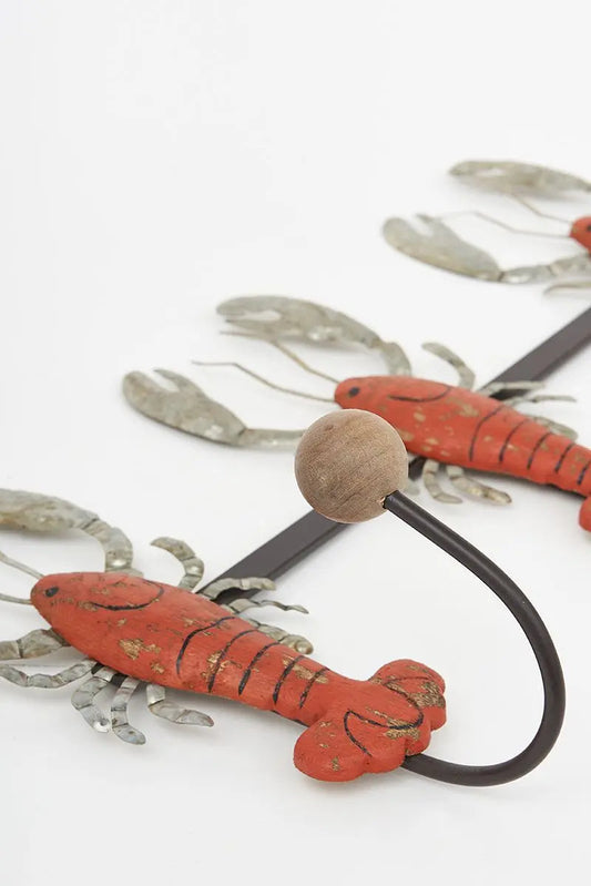 Lobster coat rack made of wood and metal