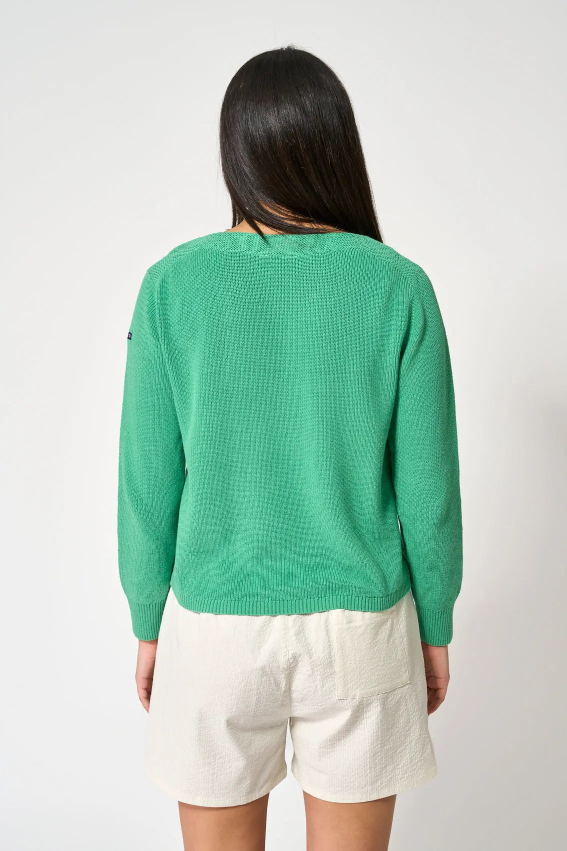 Jersey básico punto de algodón y cuello amplio