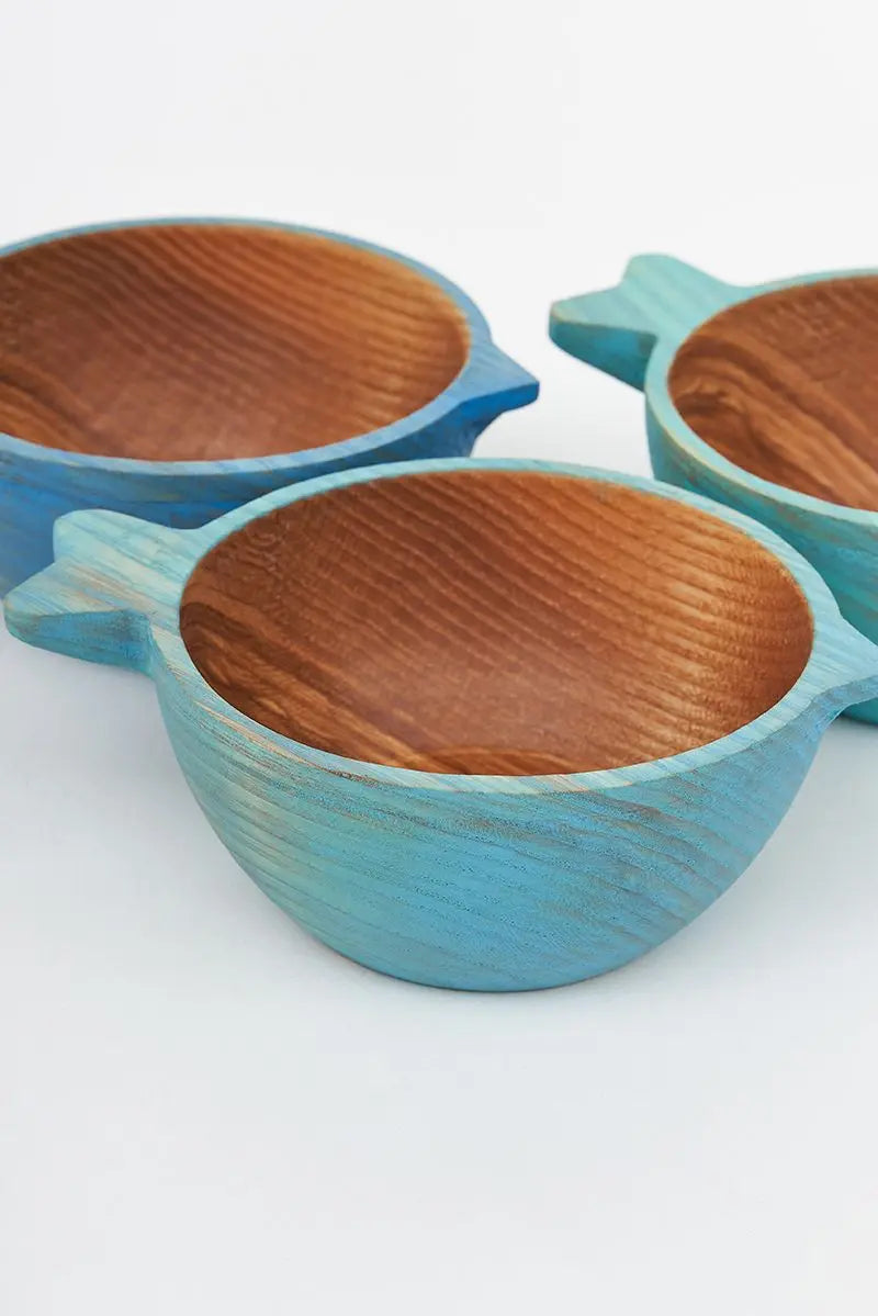 Set de tres cuencos de madera pez Batela