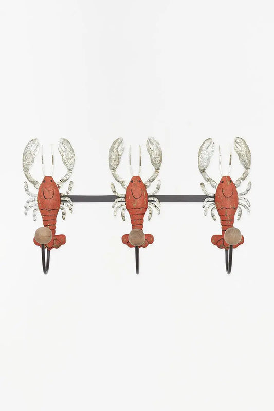 Lobster coat rack made of wood and metal