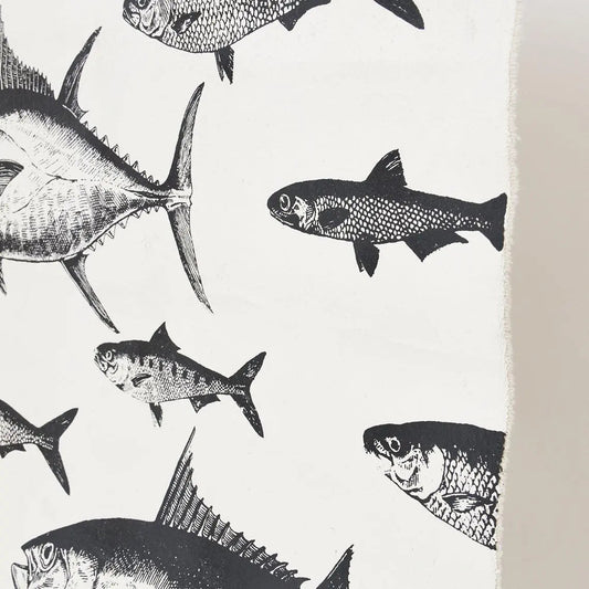 Lámina de tela y madera para colgar. Colas atún - D6754 Decoración Batela