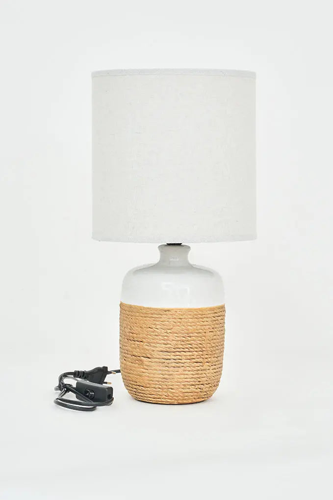 Zeramika eta sokazko lanpara, 23cm x 45 cm-koa