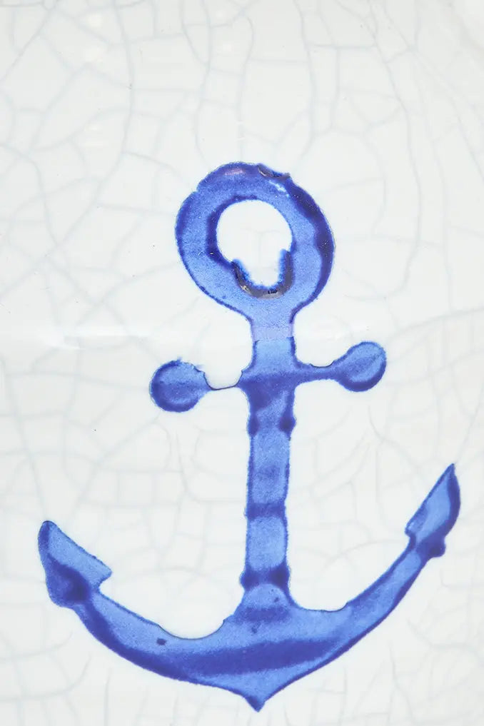 Lámpara de terracota y lona con ancla mediana