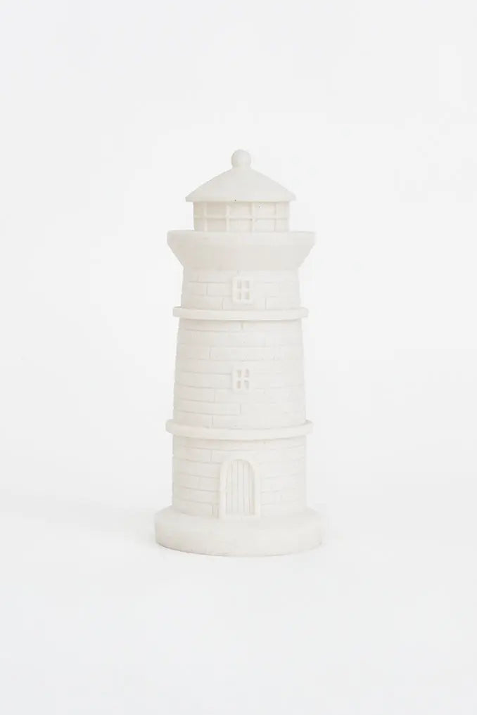 Lámpara forma de faro en resina