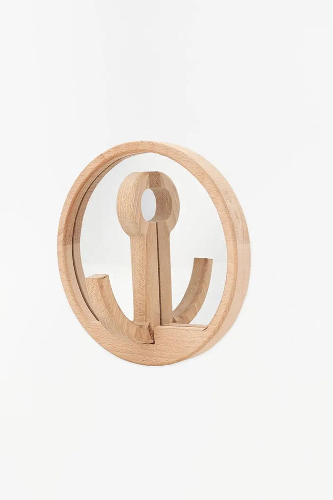 Espejo y perchero forma de ancla en madera - D2183 Batela