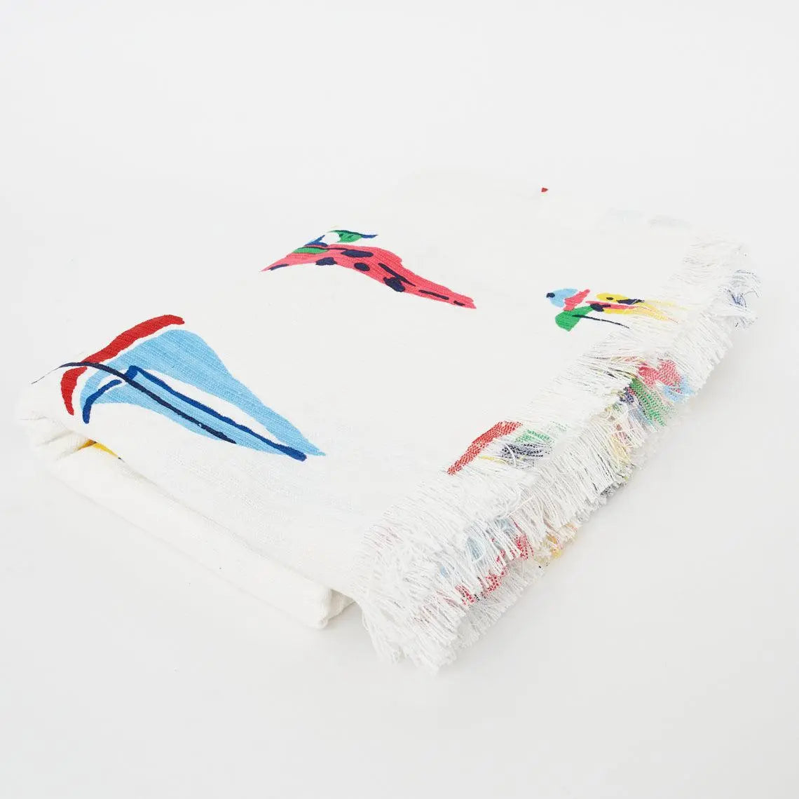 Cotton blanket with colorful sailboats - D7348