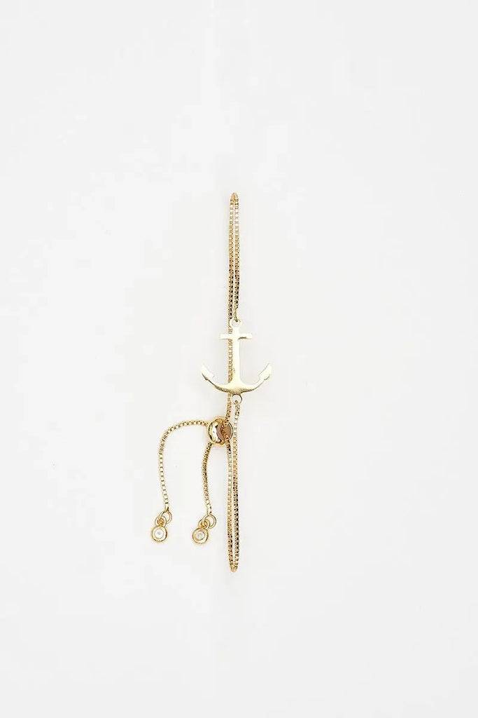 Pulsera o brazalete ancla en aleación sostenible color dorado