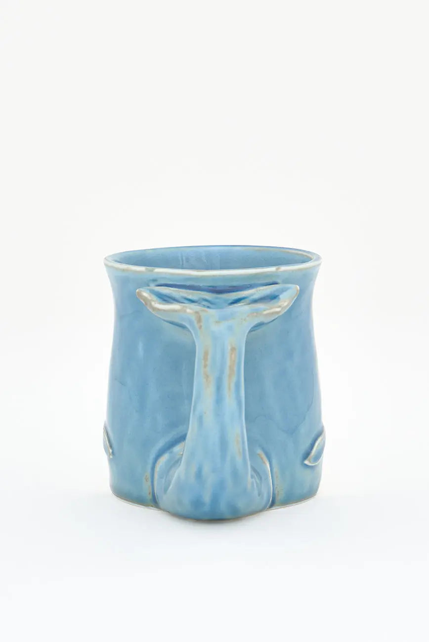 Blue porcelain mug in the shape of a whale