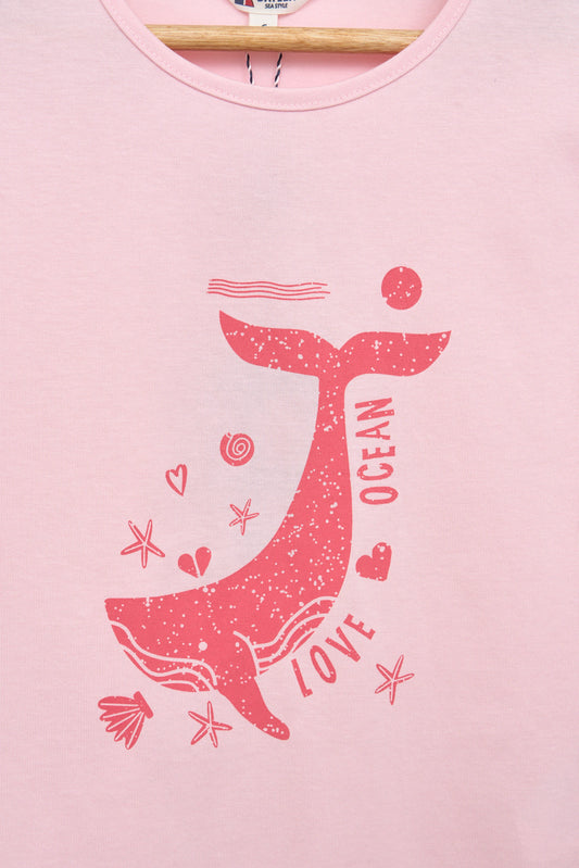Camiseta ballena y corazones