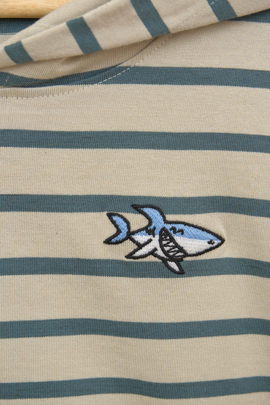 T-shirt manches longues rayé à capuche