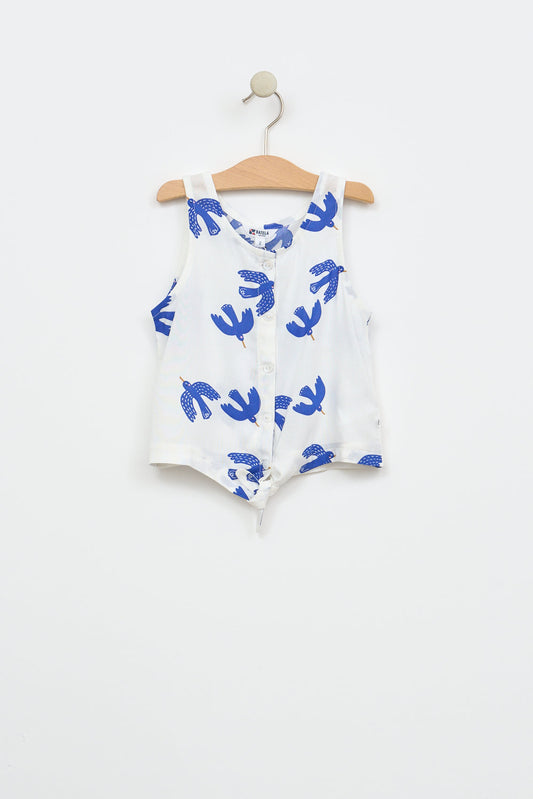 Printed viscose shirt with knot