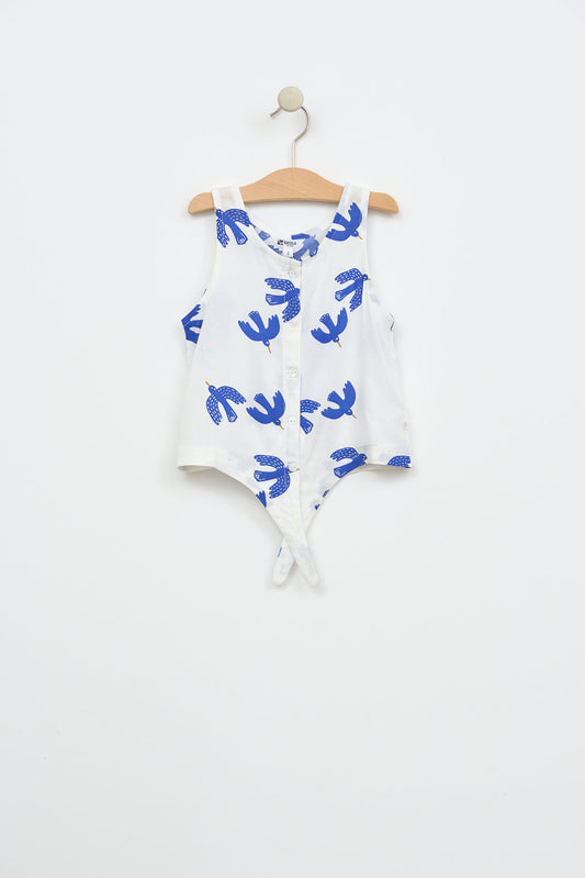 Printed viscose shirt with knot
