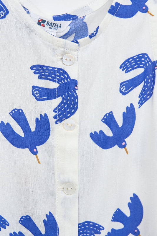 Printed viscose shirt with knot
