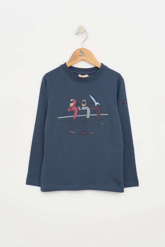 Camiseta de manga larga con dibujo surfero Azul