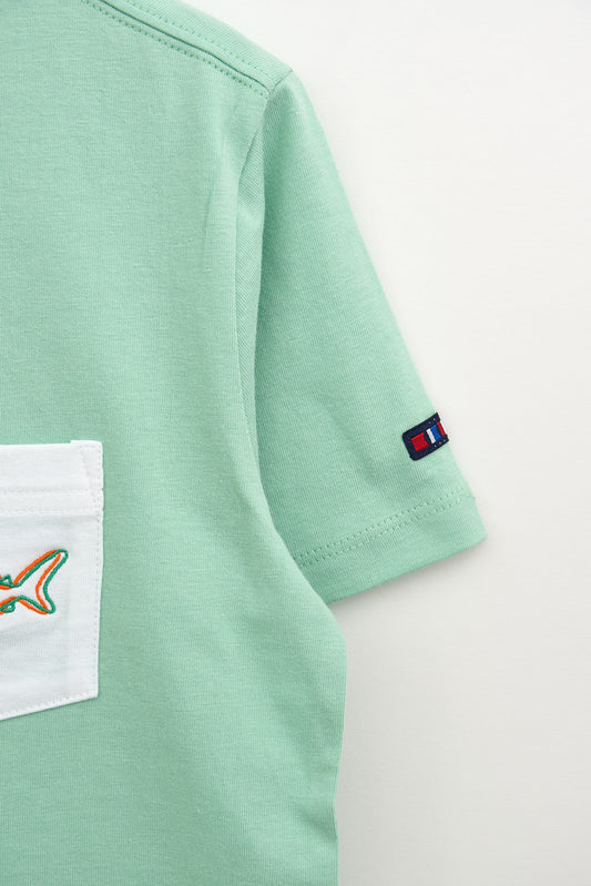 Embroidered shark pocket t-shirt
