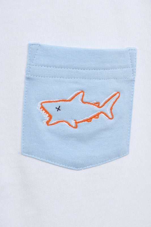 Embroidered shark pocket t-shirt