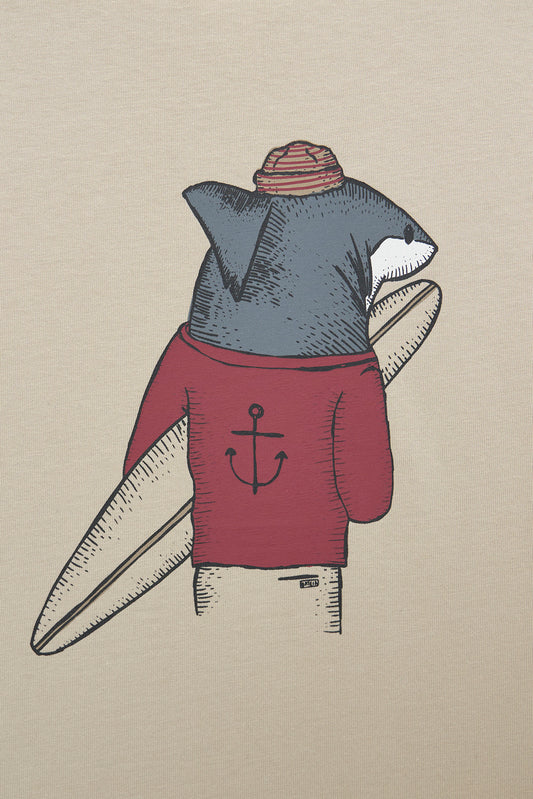 T-shirt à manches longues avec motif de requin surfeur