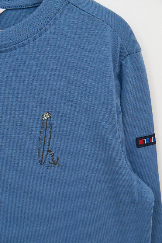 T-shirt à manches longues avec motif de requin surfeur