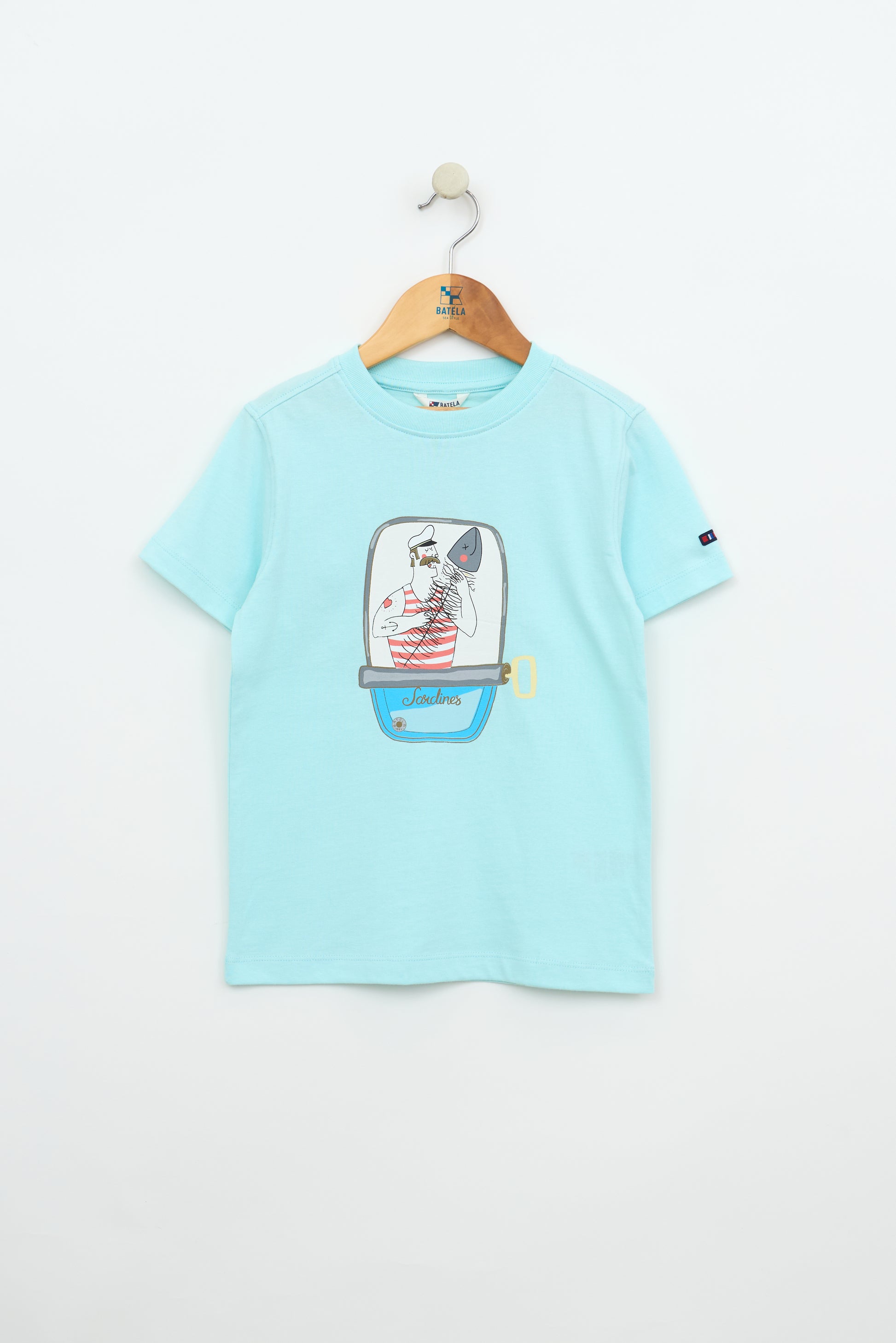 OEKO-TEX kotoizko kamiseta, Marinela Sardina Latan serigrafiarekin
