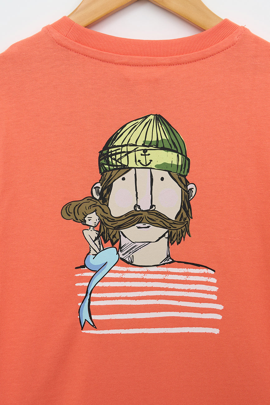 T-shirt imprimé Marin et Sirène en coton OEKO-TEX