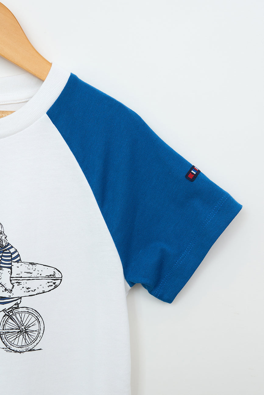 T-shirt à imprimé et manches raglan en coton OEKO-TEX