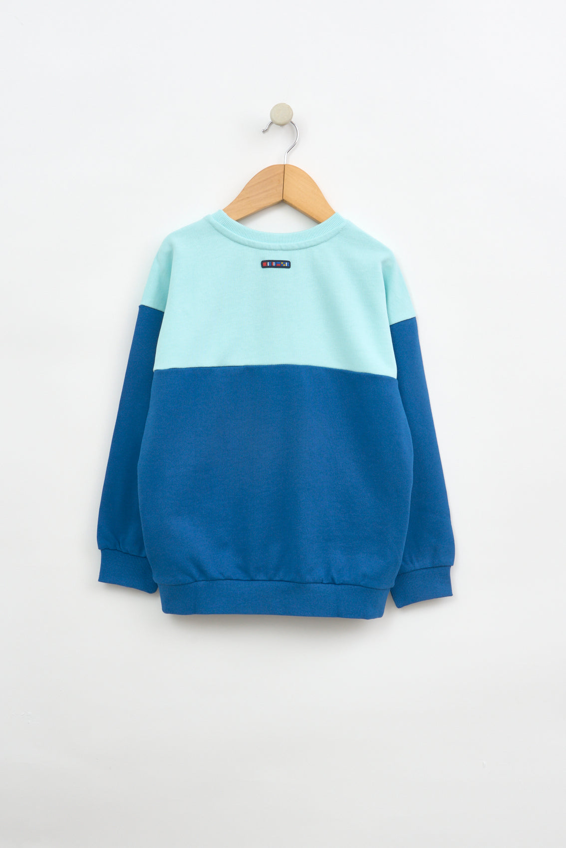 Two-tone French terry sweatshirt with front embroidery