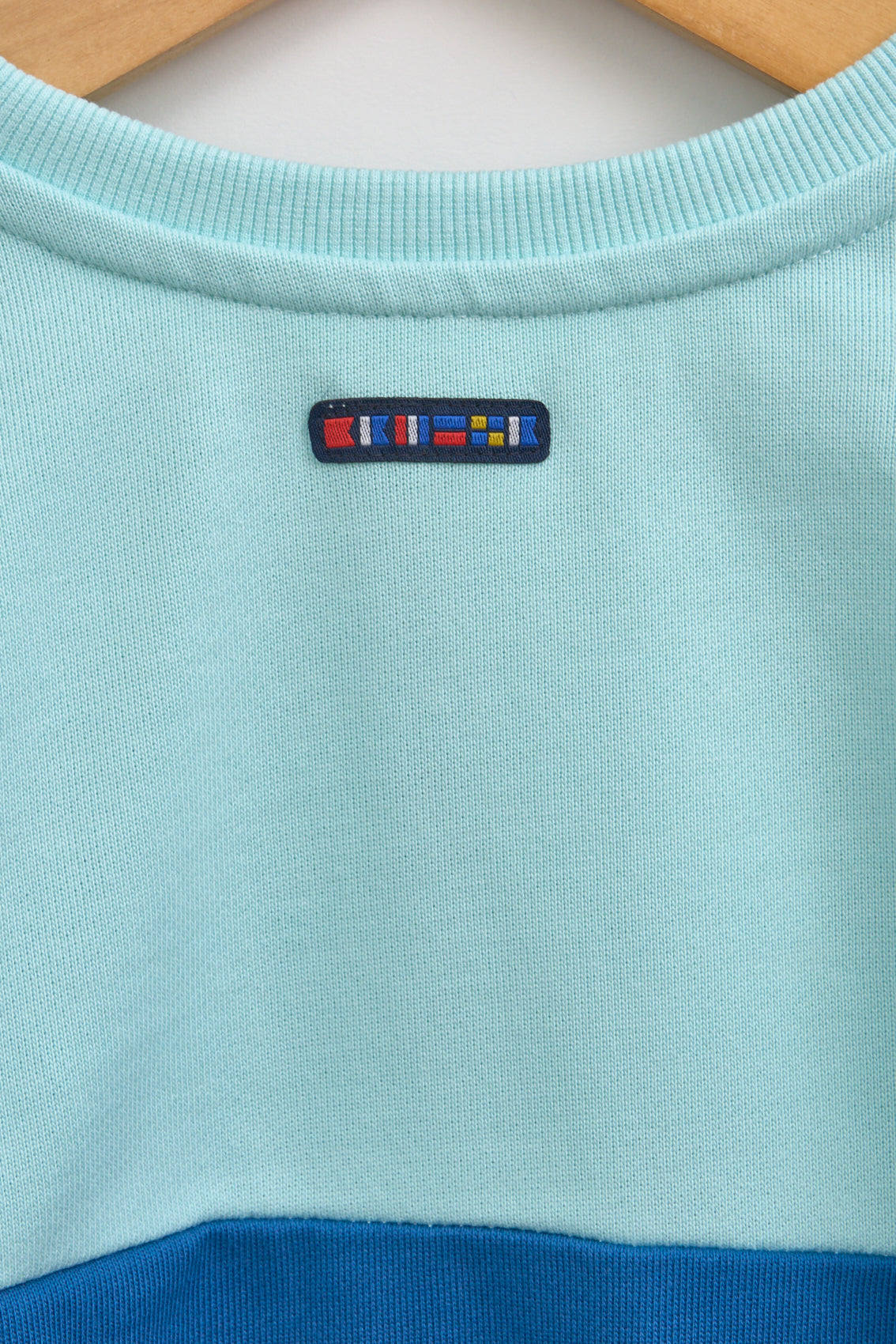Two-tone French terry sweatshirt with front embroidery