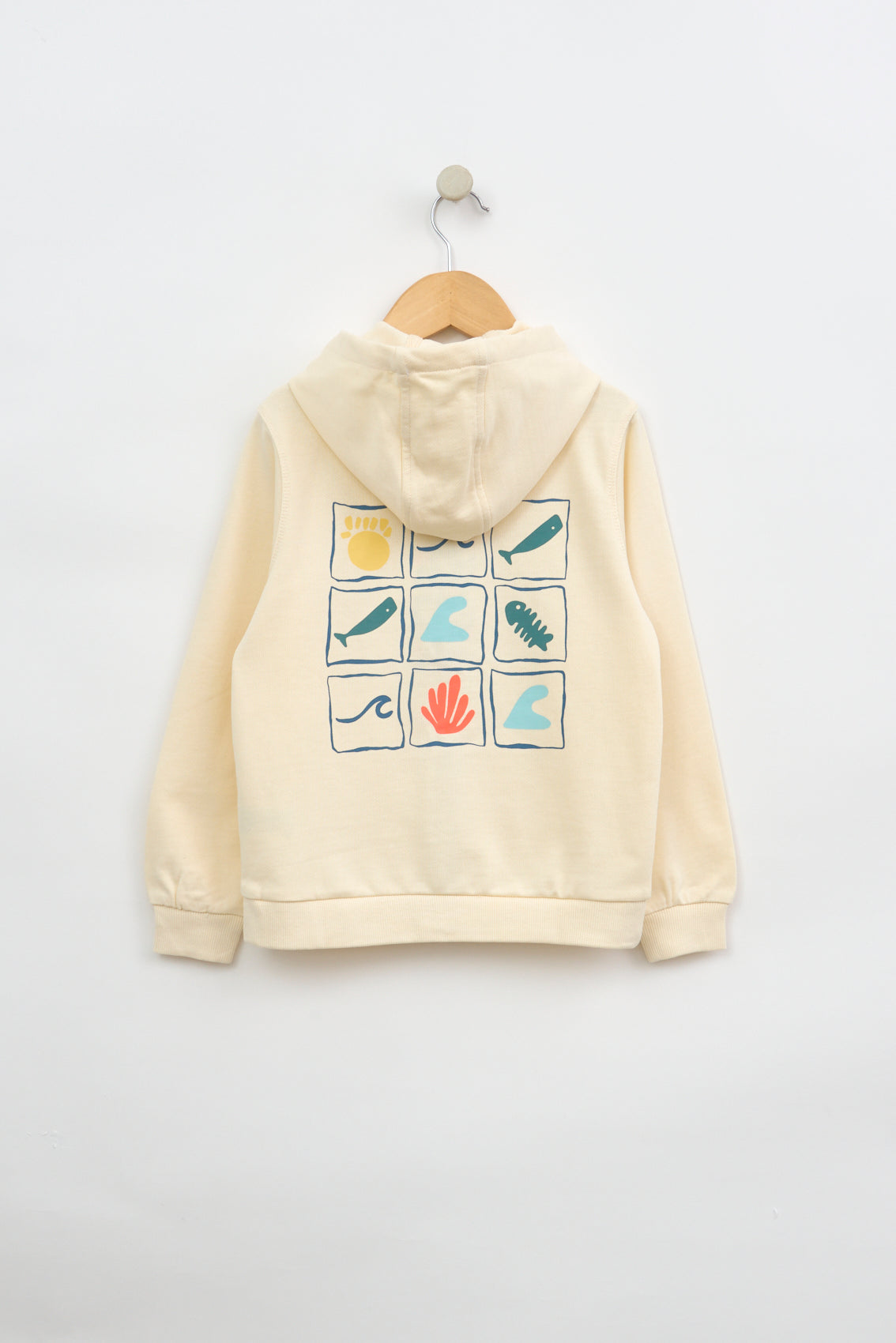 Sudadera con capucha en algodón Terry y print playero