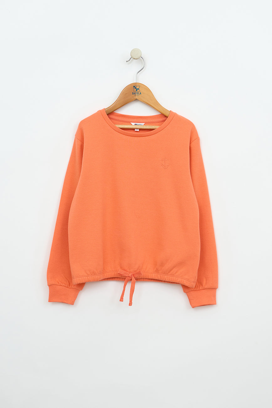 Sweat-shirt en coton côtelé avec cordon de serrage ajustable