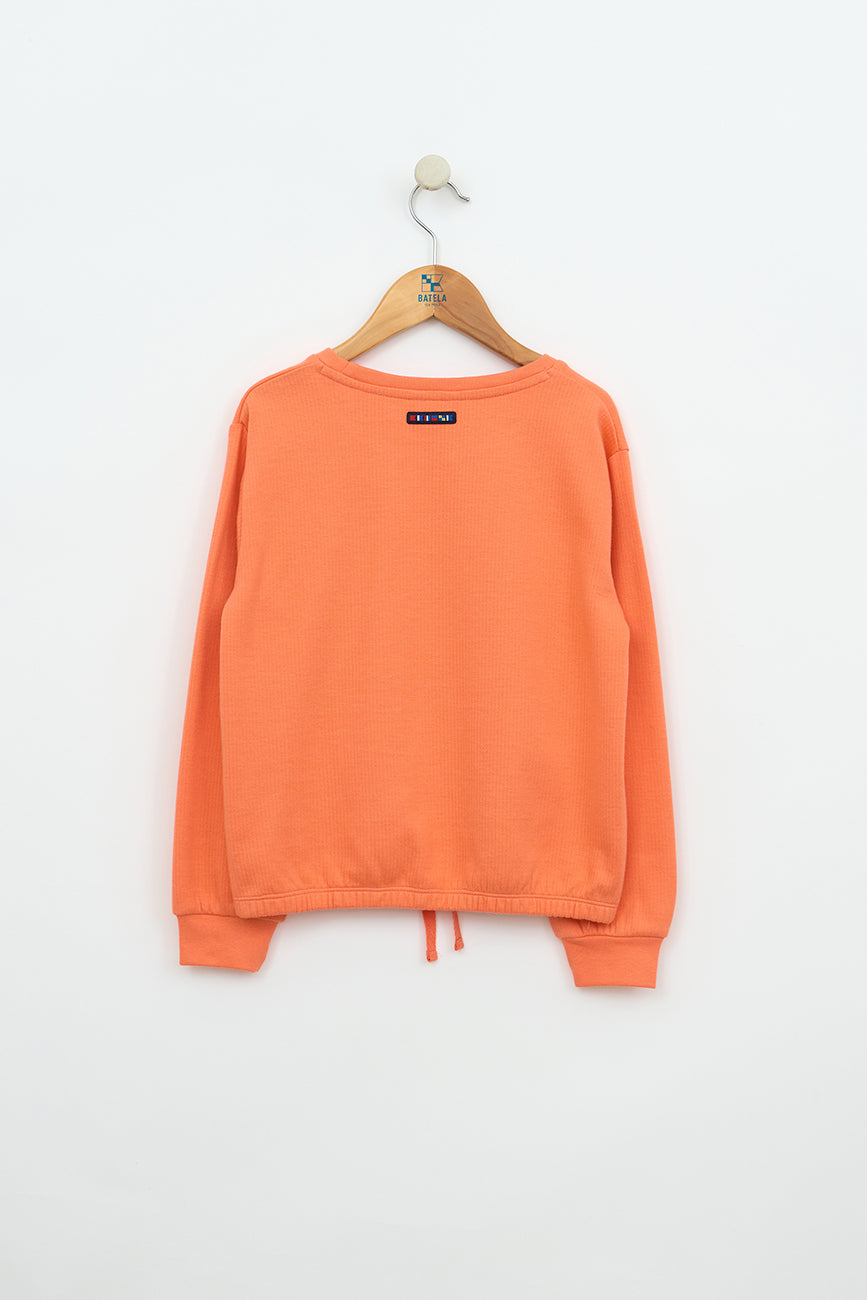 Sweat-shirt en coton côtelé avec cordon de serrage ajustable