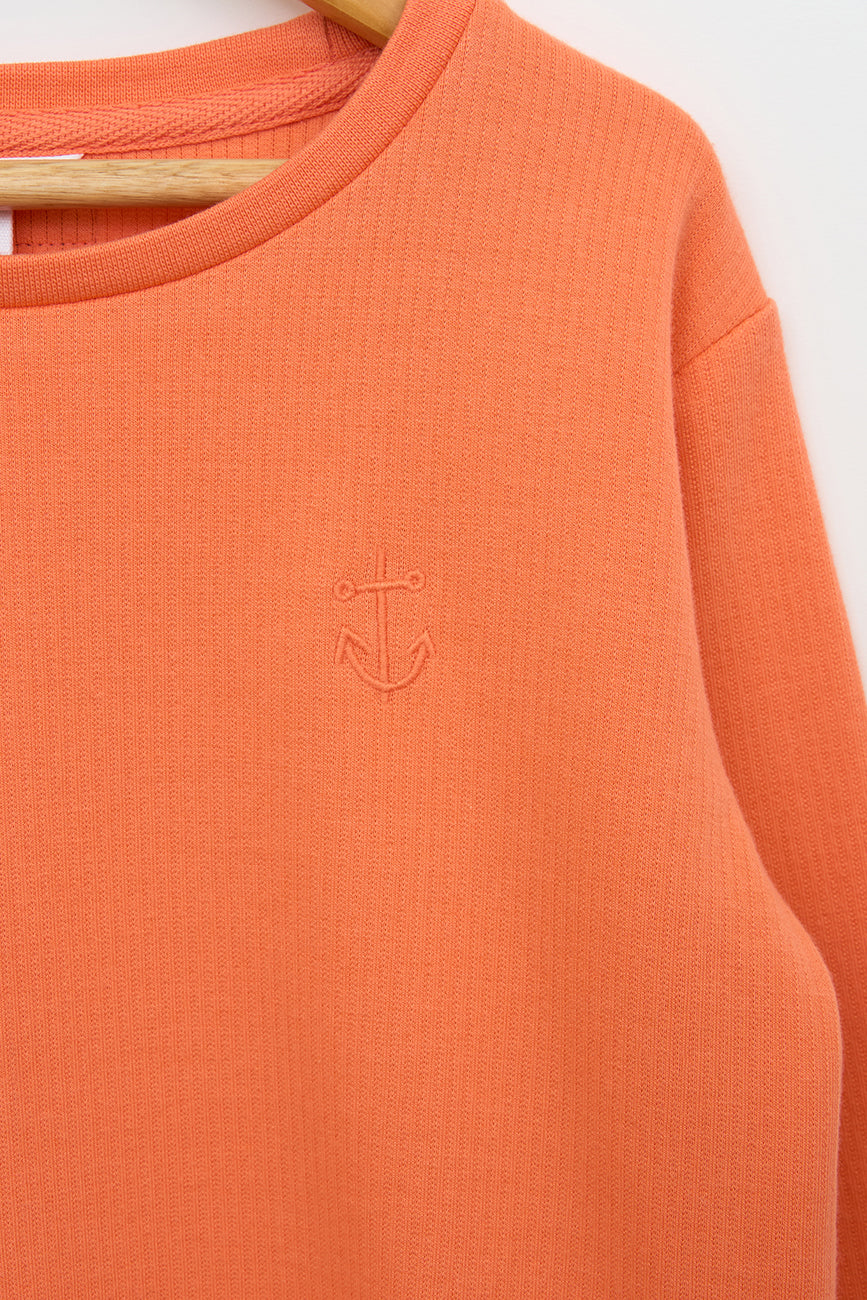 Sweat-shirt en coton côtelé avec cordon de serrage ajustable