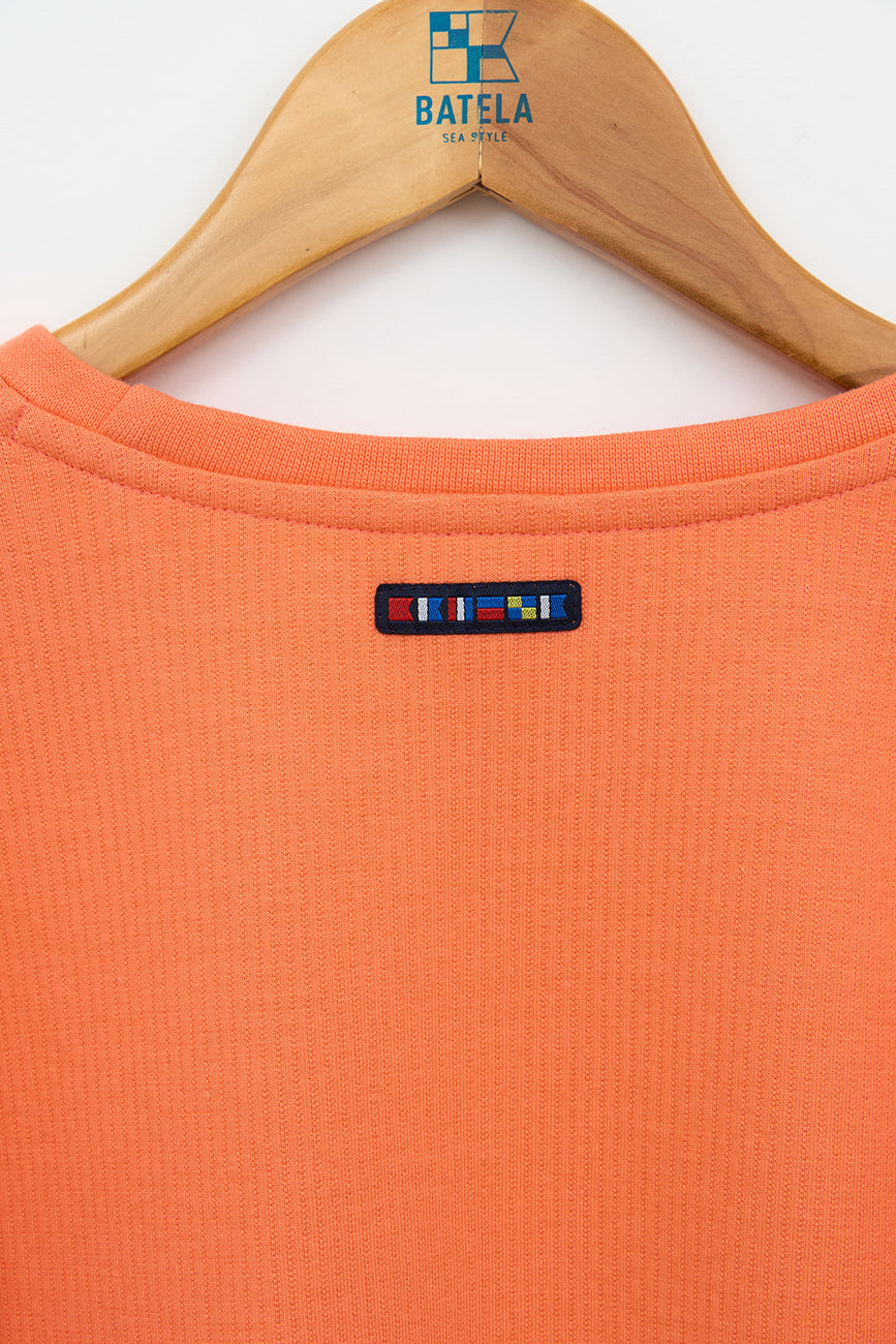 Sweat-shirt en coton côtelé avec cordon de serrage ajustable