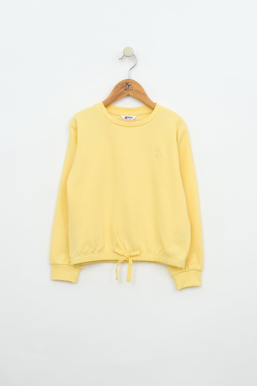 Sudadera de algodón acanalado con cordón ajustable