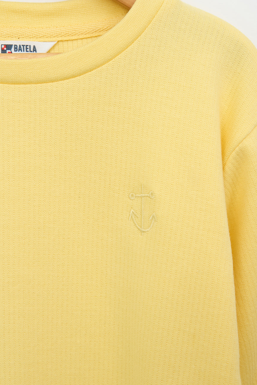 Sudadera de algodón acanalado con cordón ajustable