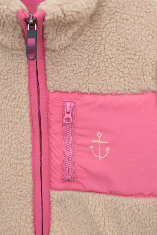 Veste effet mouton avec poche contrastante