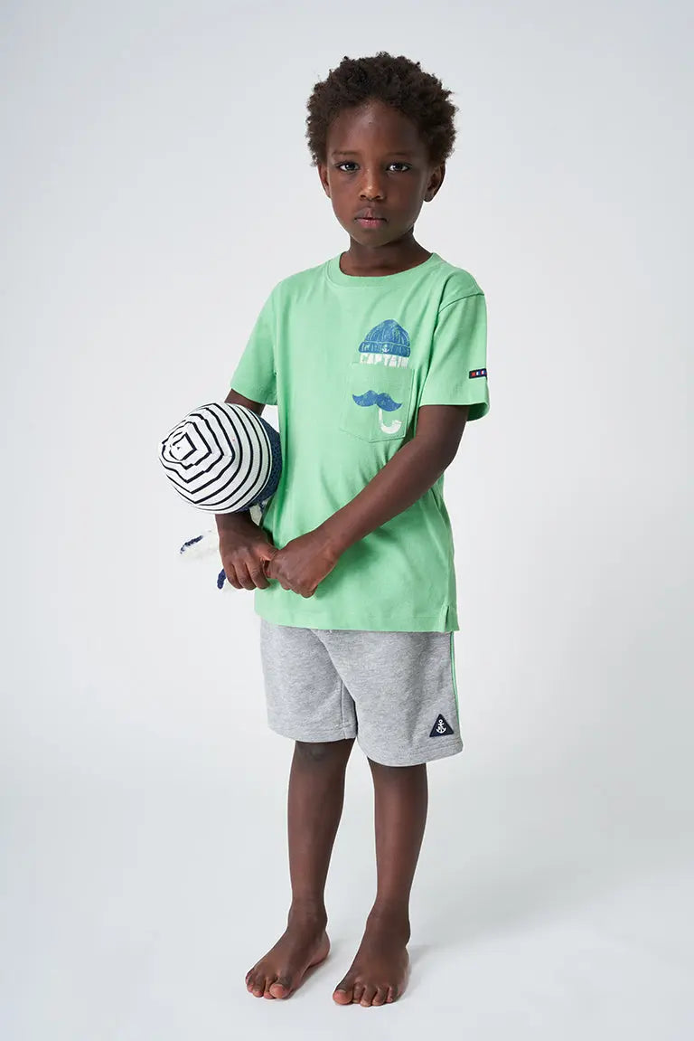 T-shirt en coton manches courtes, pour garçon, avec poche ornée d'un dessin