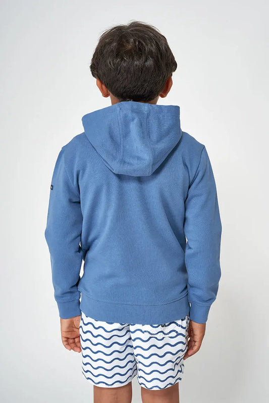 Boys' sweatshirt in terry cotton with a sailboat design
