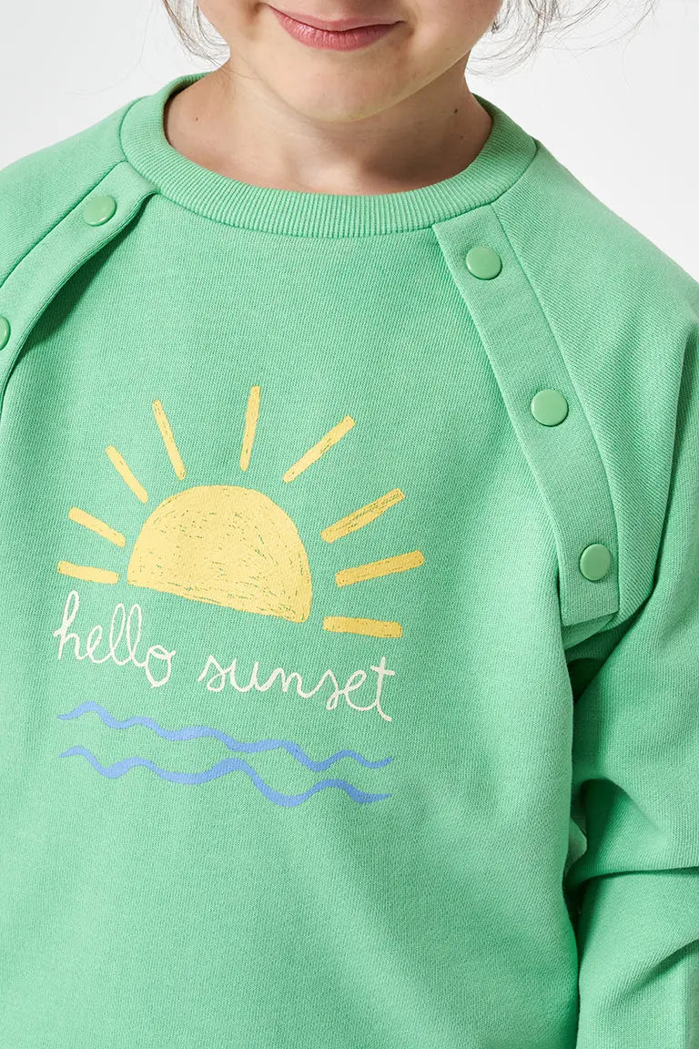 Sweat-shirt ou pull en coton terry avec boutons et dessin 'Hello sunset'