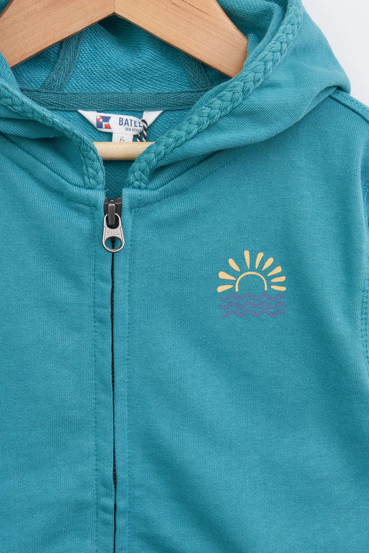 Terry cotton sweatshirt with hood and zipper