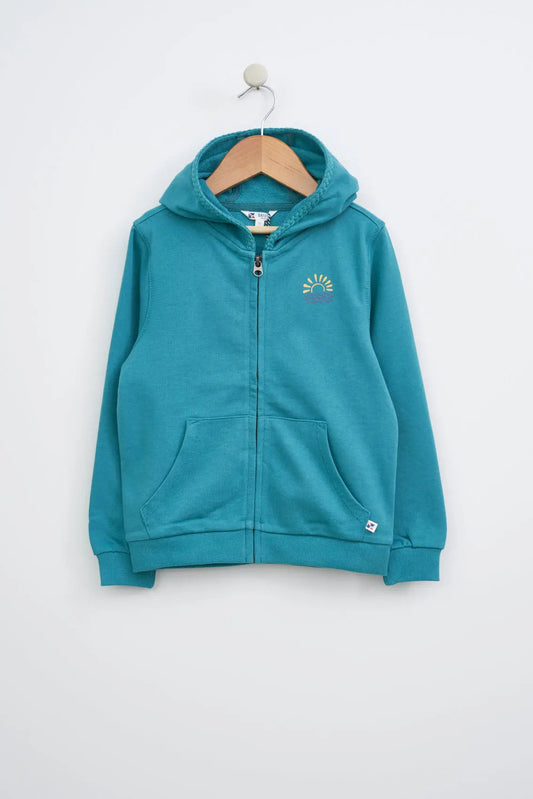 Terry cotton sweatshirt with hood and zipper